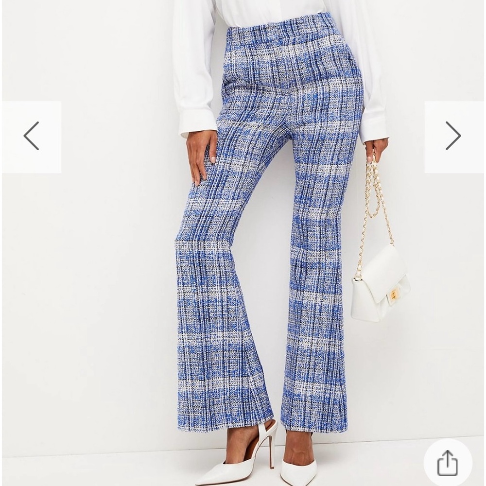 Karen Millen Blue and White Flare Pants